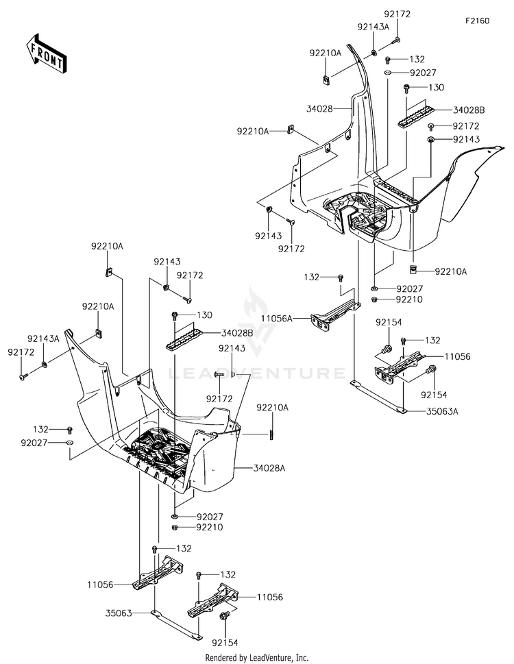 Footrests KVF750JGF Brute Force 750 4x4i EPS (2016) Schematic