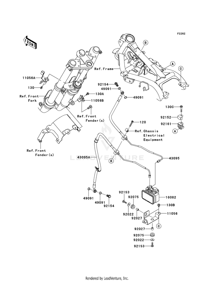 Brake Piping EX300BEF Ninja 300 ABS (2014) Schematic
