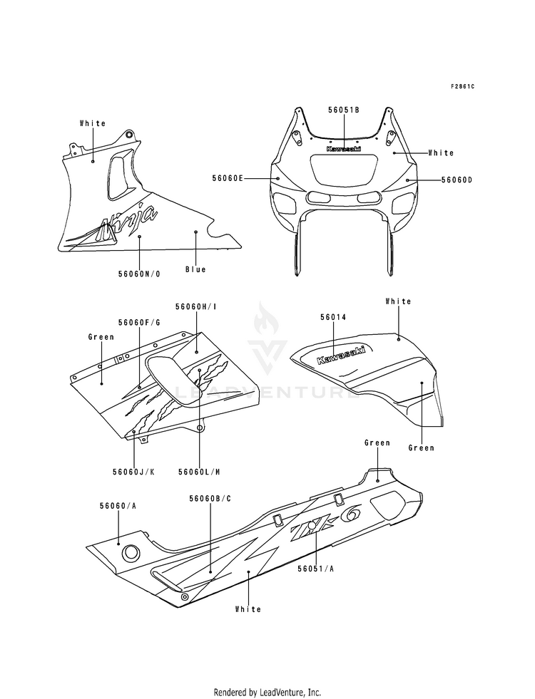 Decals (Green/White)(Zx600-E2/E3) Schematic