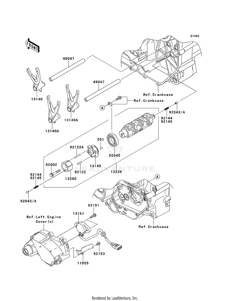 Gear Change Drum/Shift Fork(S) Schematic