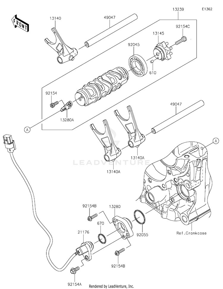 Gear Change Drum/Shift Fork(S) Schematic