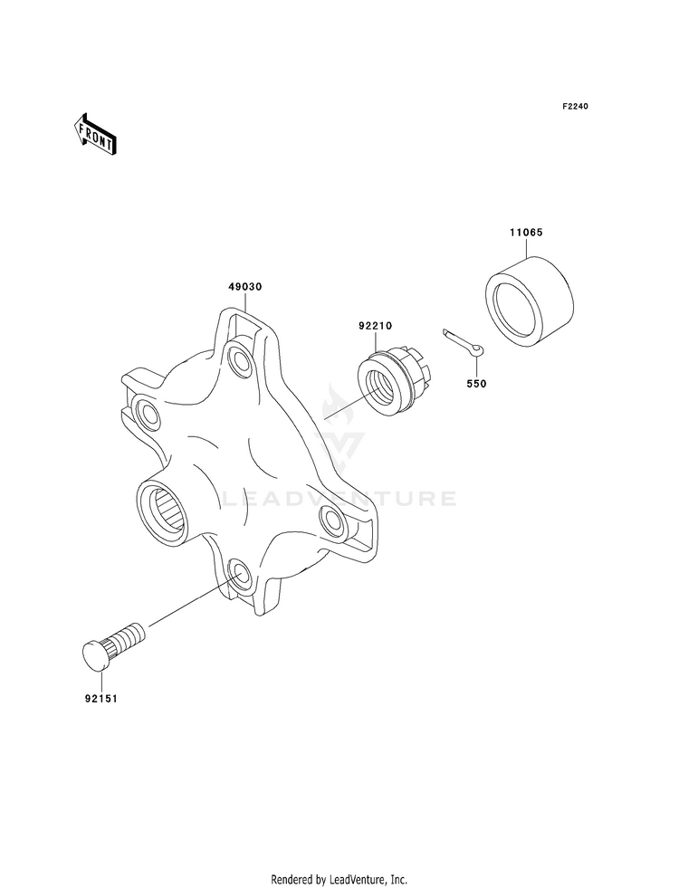 Rear Hub KVF360AAF Prairie 360 4X4 (2010) Schematic