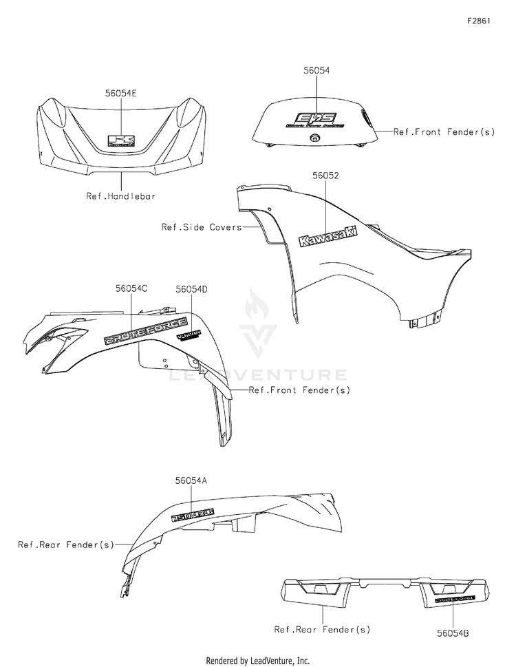 Decals KVF750HLF Brute Force 750 4x4i EPS Camo (2020) Schematic