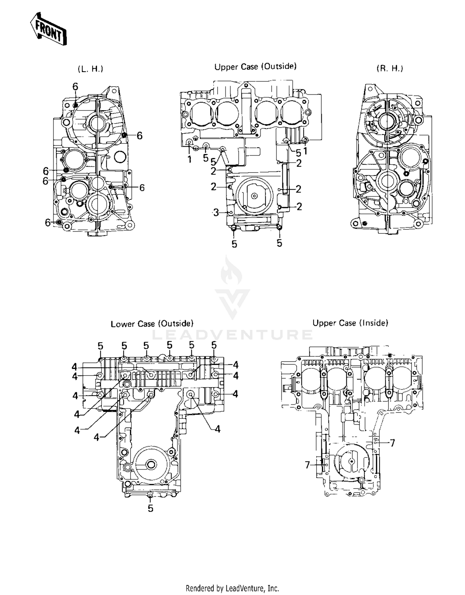 CRANKCASE BOLT & STUD PATTERN ('80-'81 A