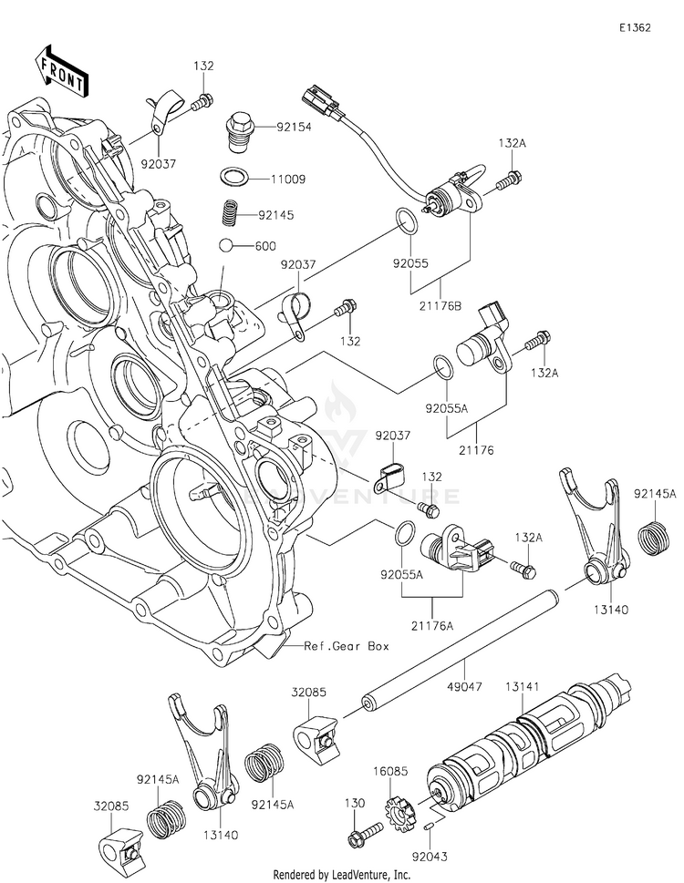 Gear Change Drum/Shift Fork(S) Schematic