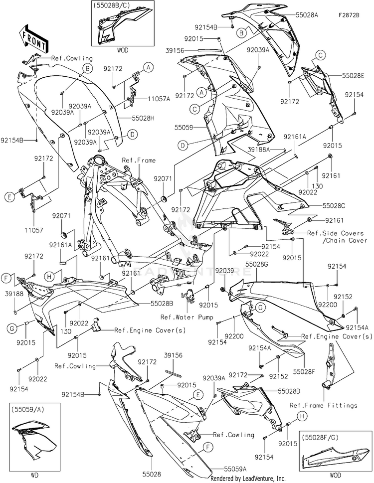 Cowling Lowers(Gmfbn/Gmfbl) EX400GMFBL Ninja 400 ABS (2021) Schematic