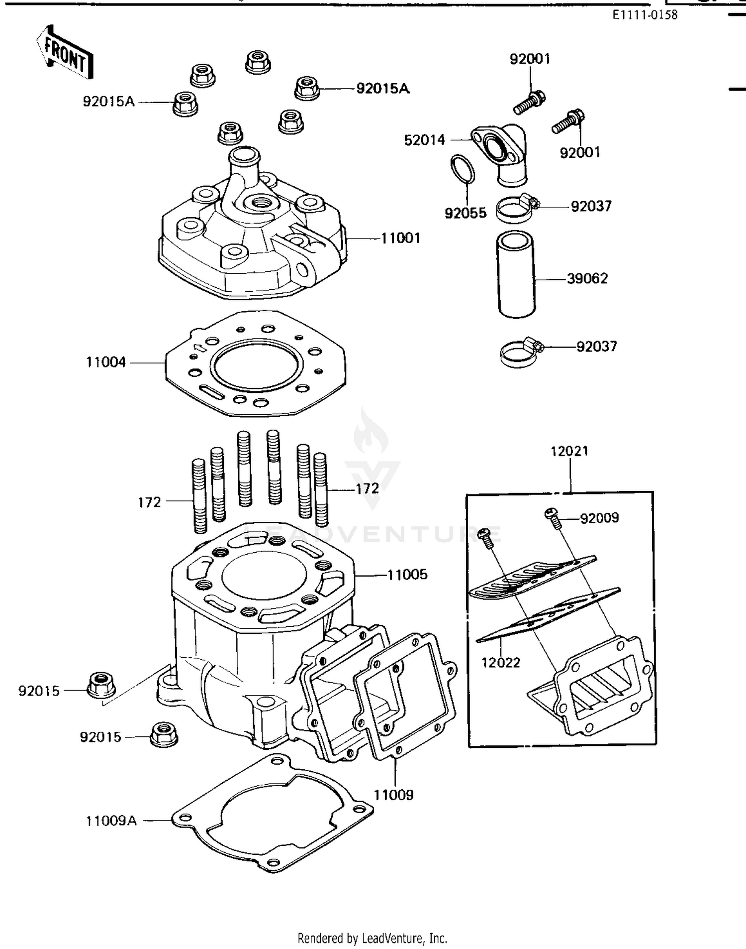 CYLINDER HEAD/CYLINDER/REED VALVE ('84 K