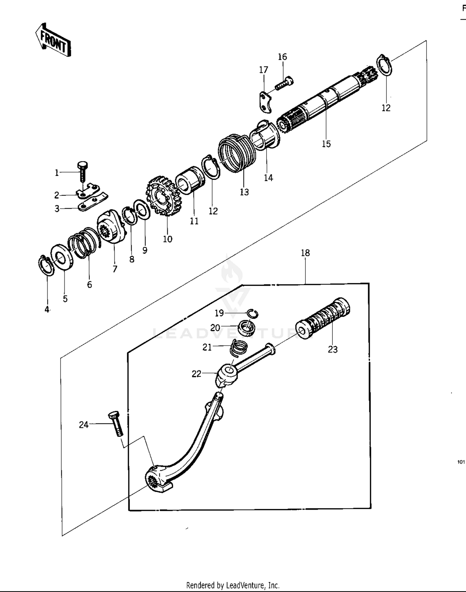 KICKSTARTER MECHANISM ('76 -'77 KZ400 -