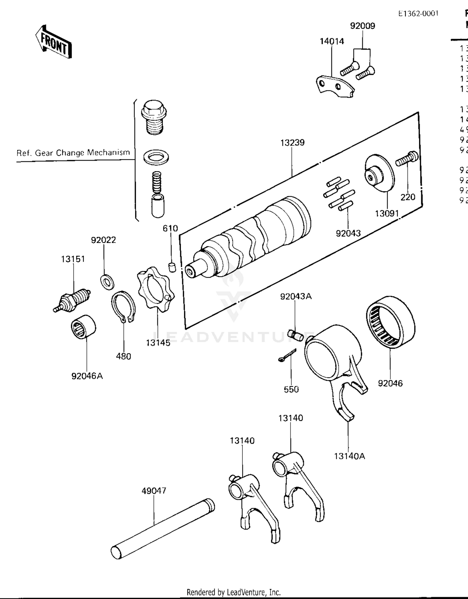 GEAR CHANGE DRUM/FORKS ('81 B2)