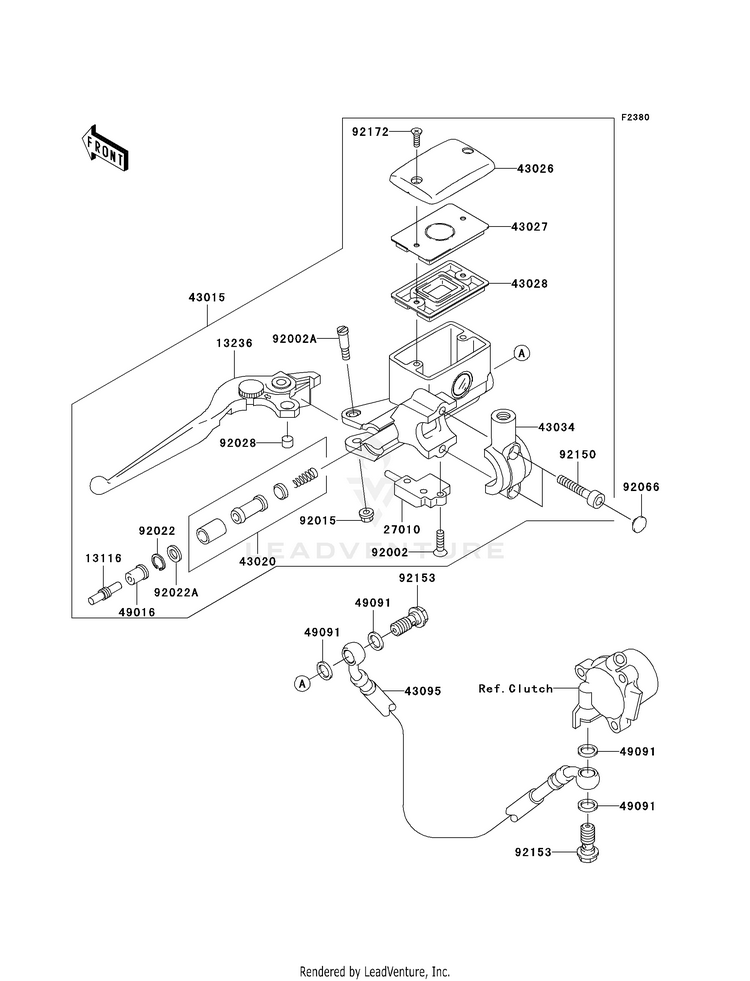 Clutch Master Cylinder VN1600D8F Vulcan 1600 Nomad (2008) Schematic