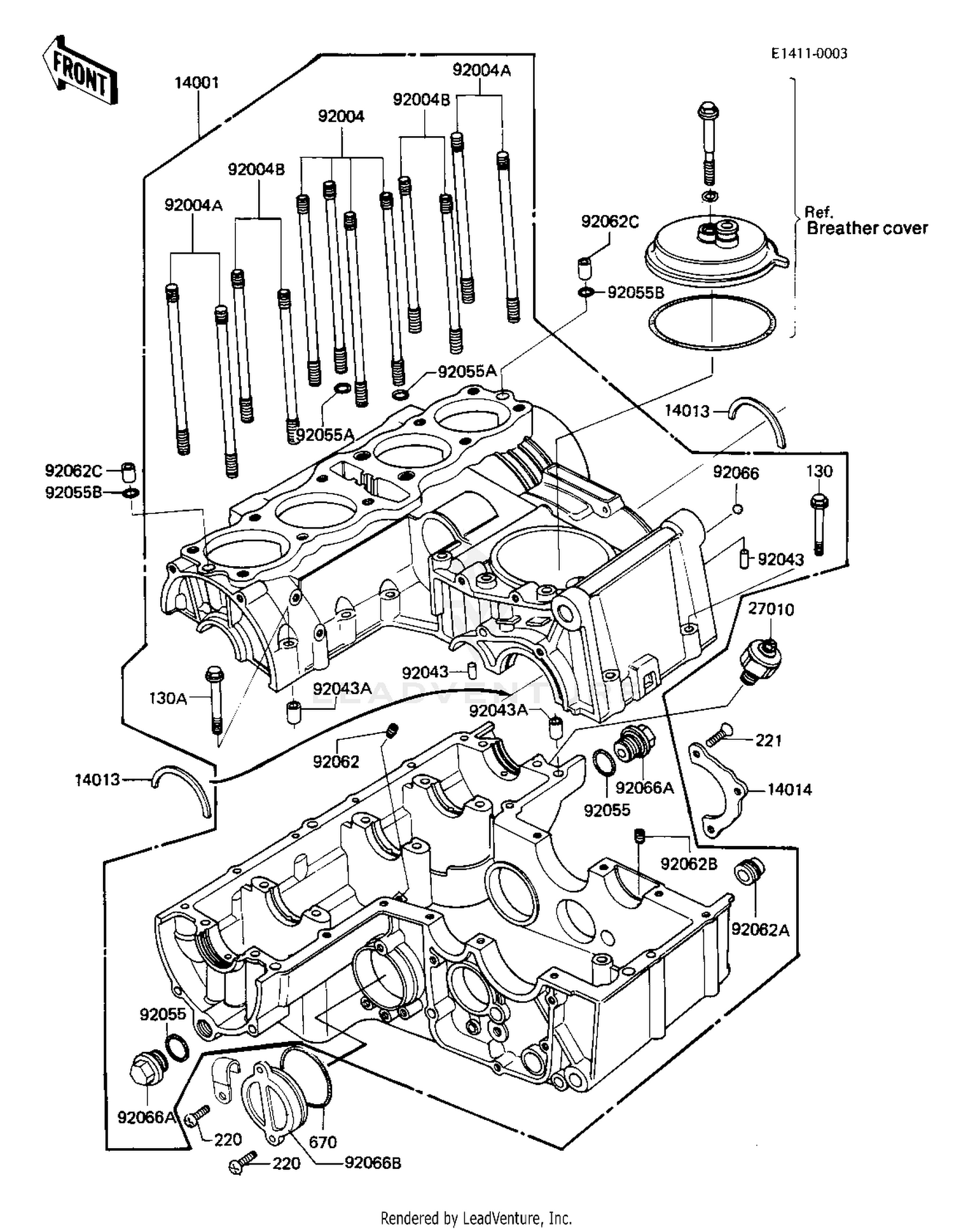 CRANKCASE ('81 -'82 KZ750-E2/E3)
