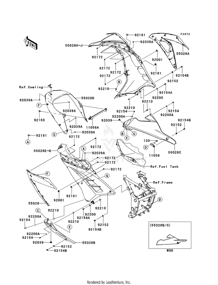 Cowling Lowers (Bes) EX300BES Ninja 300 ABS (2014) Schematic