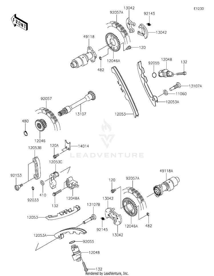 Camshaft(S)/Tensioner KVF750LLF Brute Force 750 4x4i (2020) Schematic