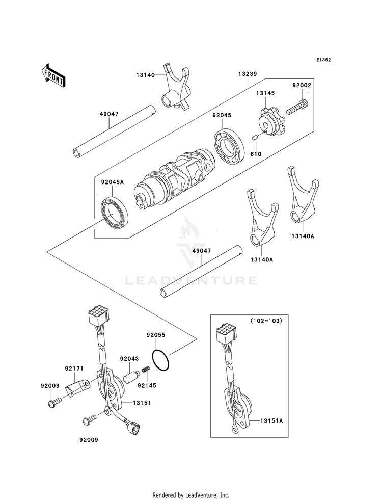 Gear Change Drum/Shift Fork(S) Schematic
