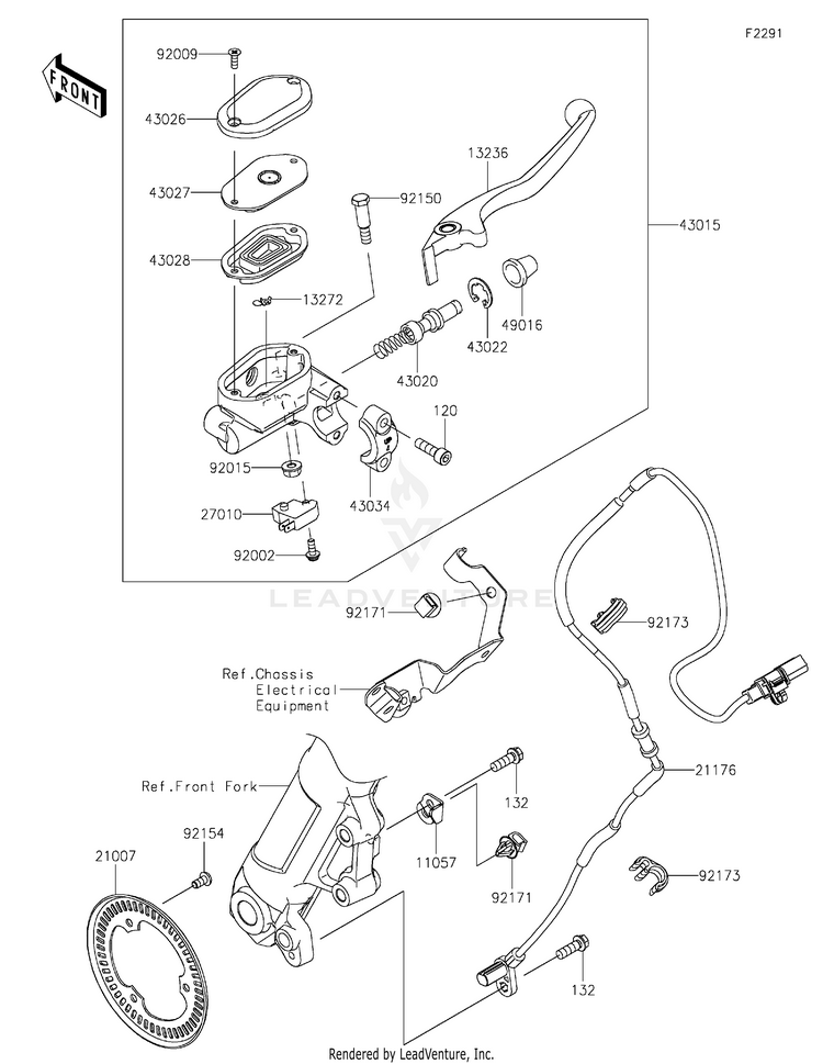 Front Master Cylinder EX400GPFBL Ninja 400 ABS (2023) Schematic