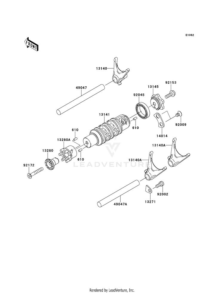 Gear Change Drum/Shift Fork(S) Schematic