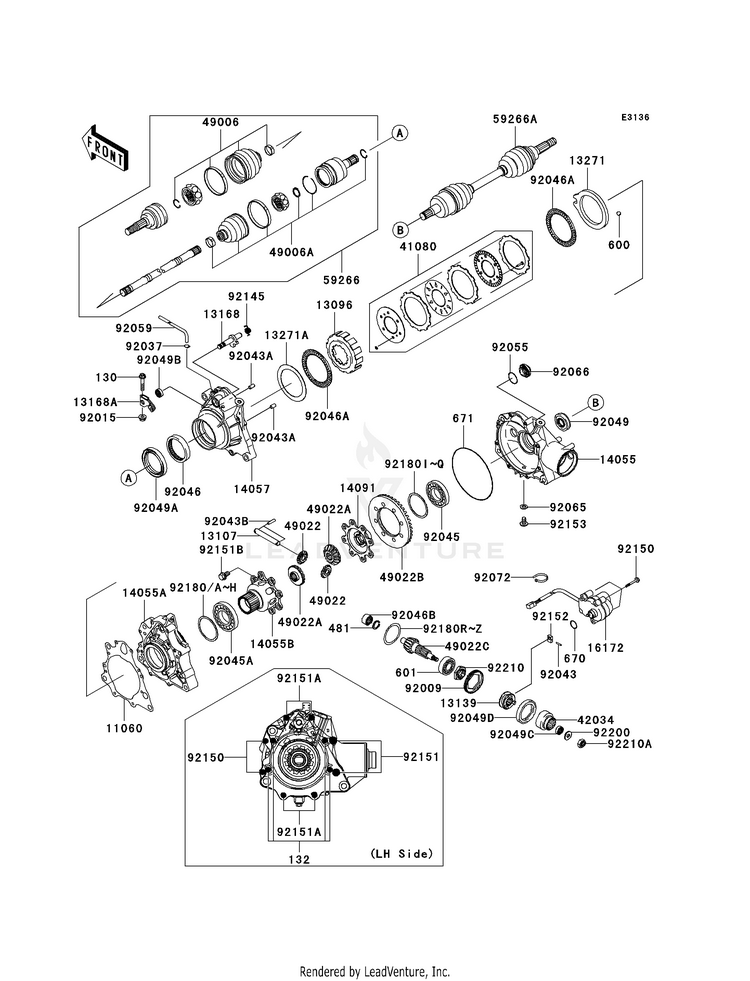 Drive Shaft-Front KVF750B7F Brute Force 750 4x4i (2007) Schematic