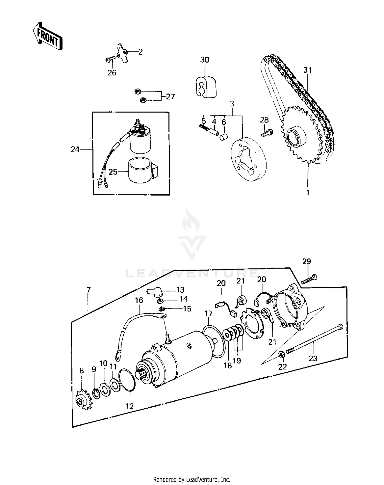 STARTER MOTOR/STARTER CLUTCH ('80 D1)