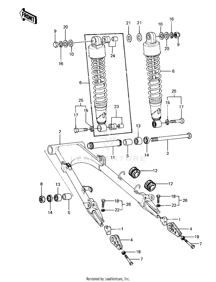 Swing Arm/Shock Absorbers Schematic