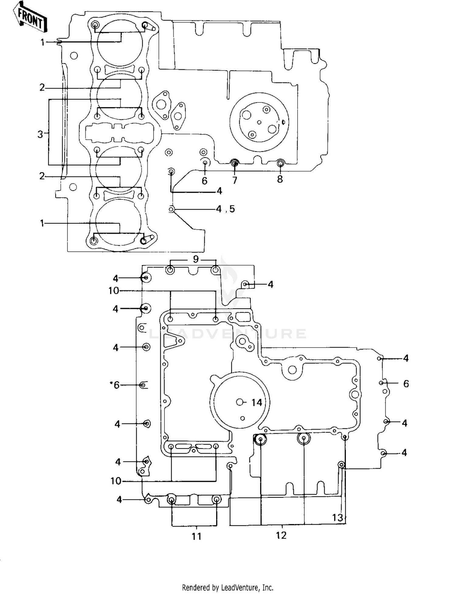 CRANKCASE BOLT & STUD PATTERN ('78 D1)