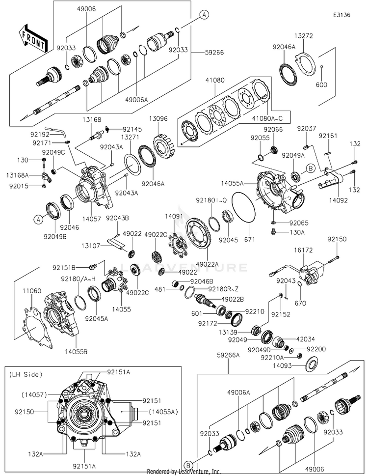 Drive Shaft-Front 2 KVF750LMFNN Brute Force 750 4x4i (2021) Schematic