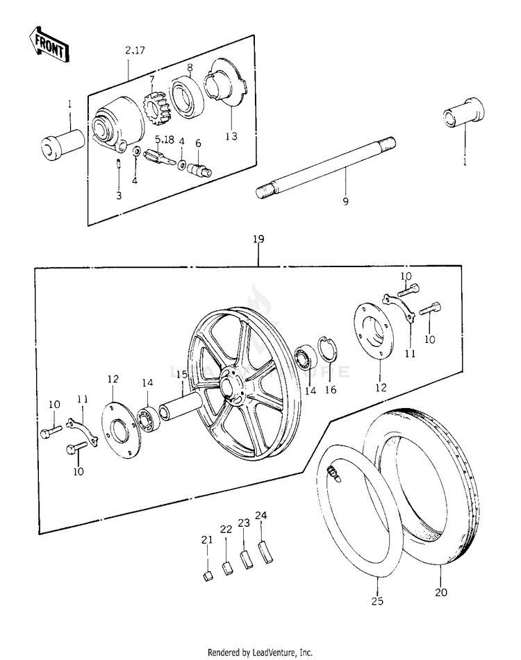 Front Wheel/Tire/Hub ('78 C1/C1a) Schematic