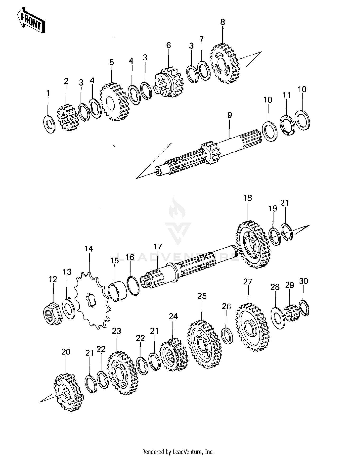 TRANSMISSION ('78-'79 KL250-A1/A1A/A2)