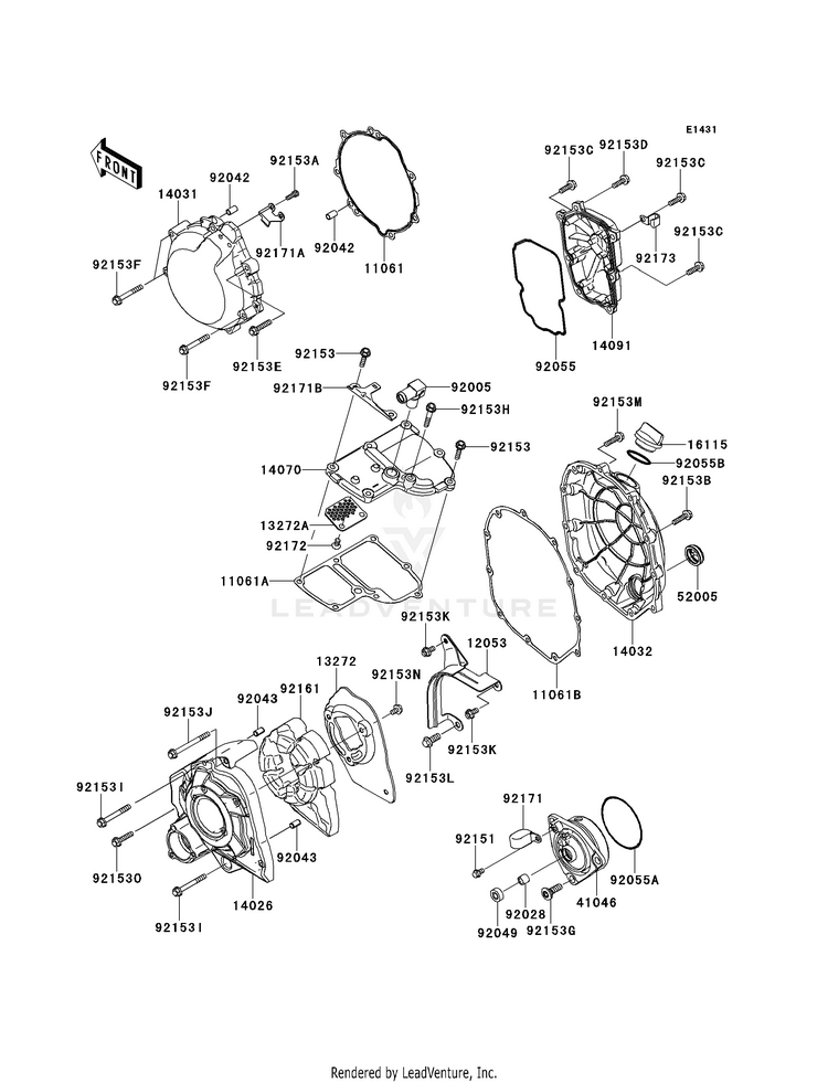 Engine Cover(S) ZX1400EDF Ninja ZX-14R (2013) Schematic
