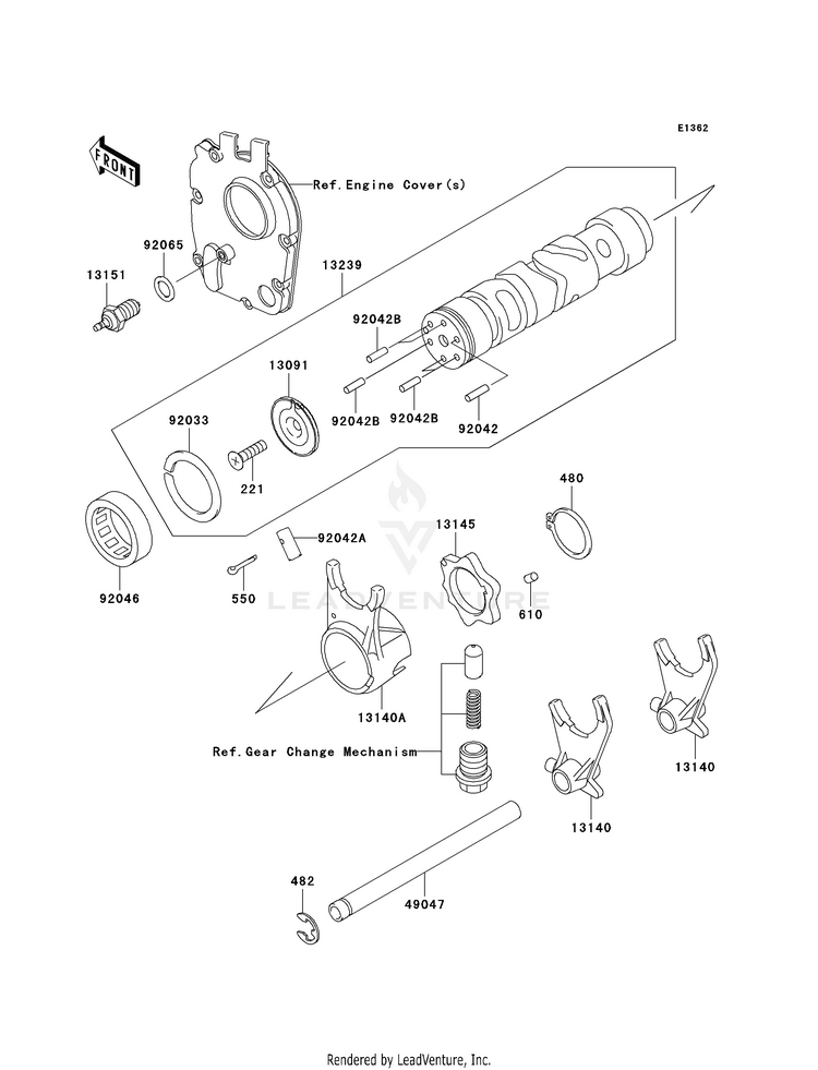 Gear Change Drum/Shift Fork(S) Schematic
