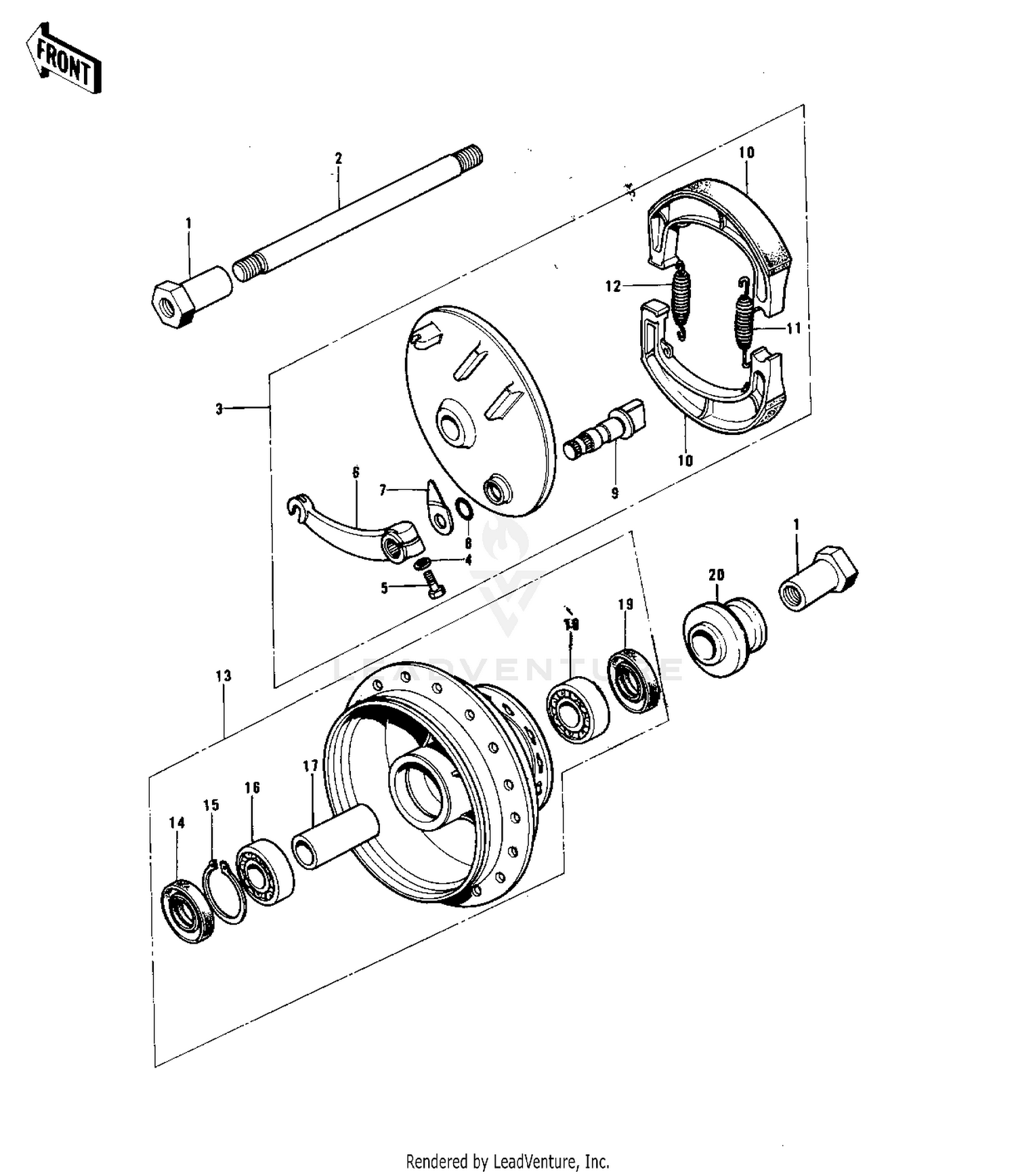 FRONT HUB/BRAKE ('74-'76 KX125/A/A3)