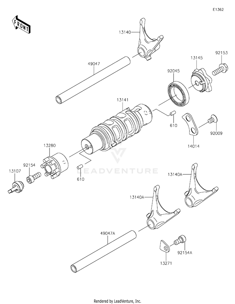 Gear Change Drum/Shift Fork(S) Schematic