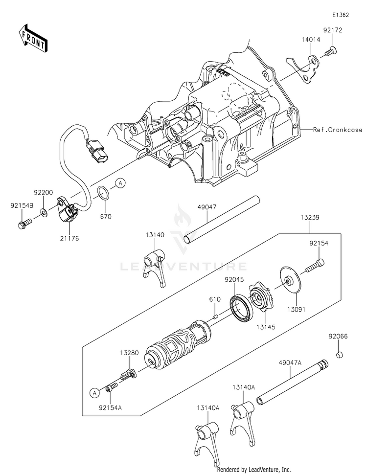 Gear Change Drum/Shift Fork(S) Schematic