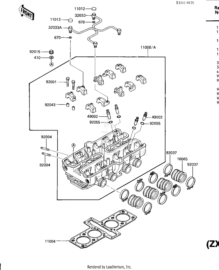 Cylinder Head (Zx600-A1/A2) (E/No. 02337 Schematic