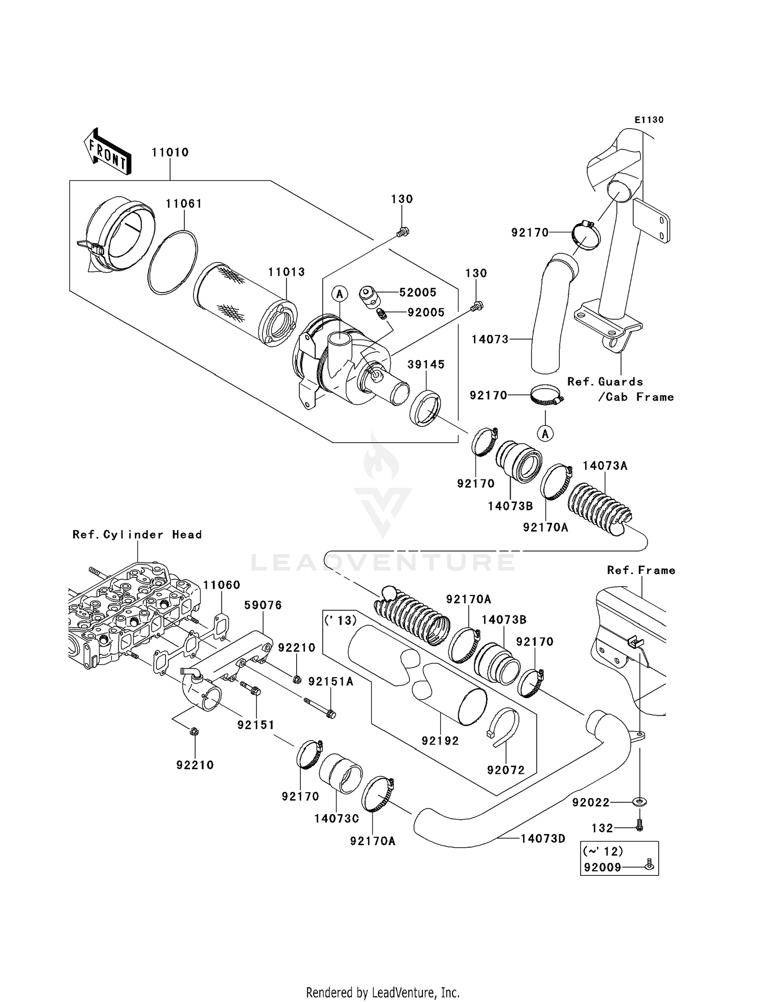 14073-0240 DUCT,A/C-BLOW DUCT OEM KAWASAKI