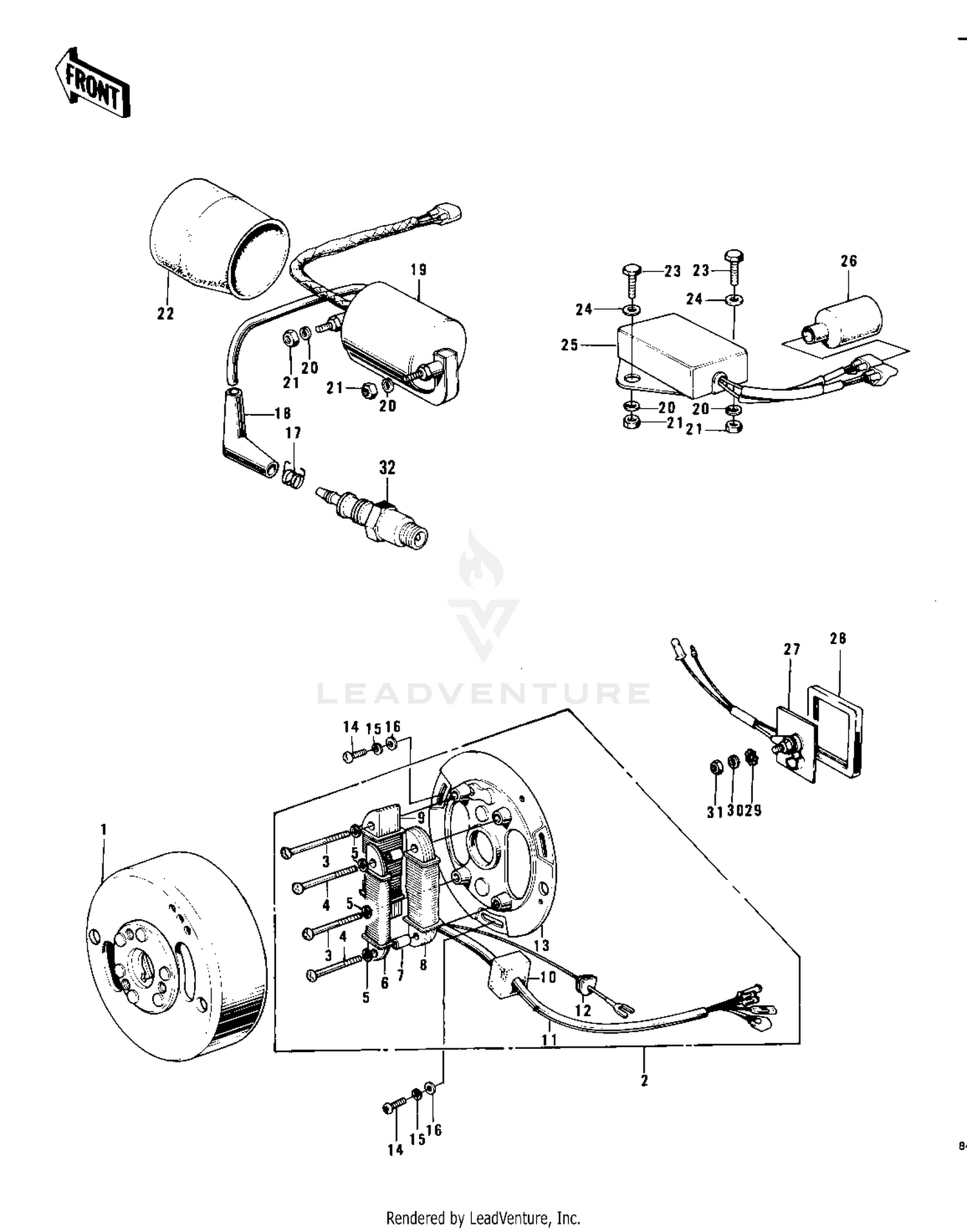 IGNITION/GENERATOR/RECTIFIER ('74-'75 F7