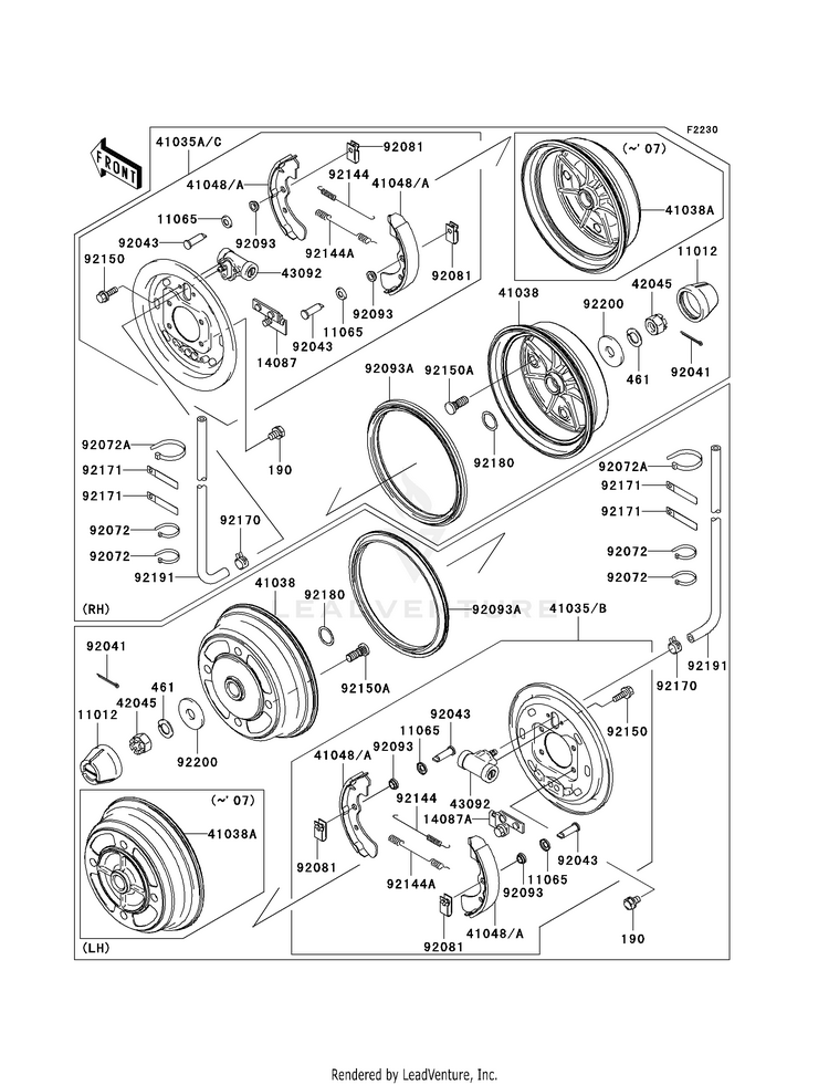 Front Hubs/Brakes Schematic