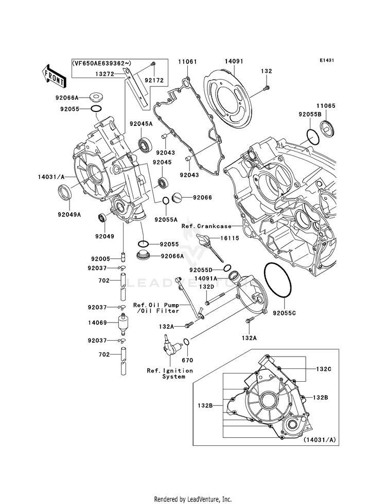 Engine Cover(S) KVF650G8F Brute Force 650 4x4i Hardwoods Green HD (2008) Schematic