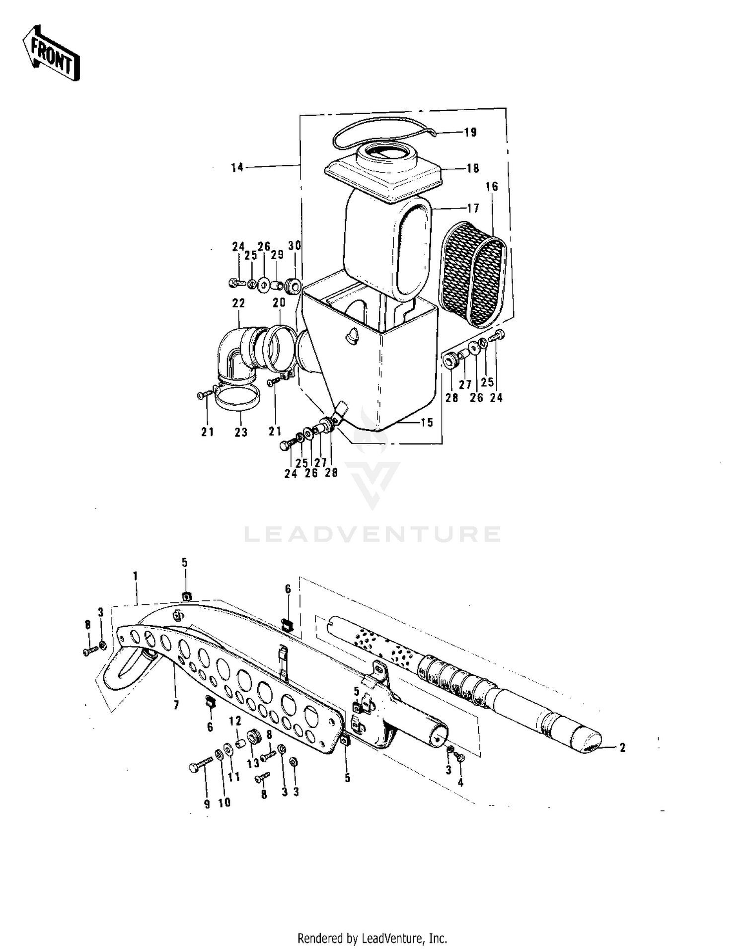AIR CLEANER/MUFFLER ('74-'75 F7-C/F6-D)