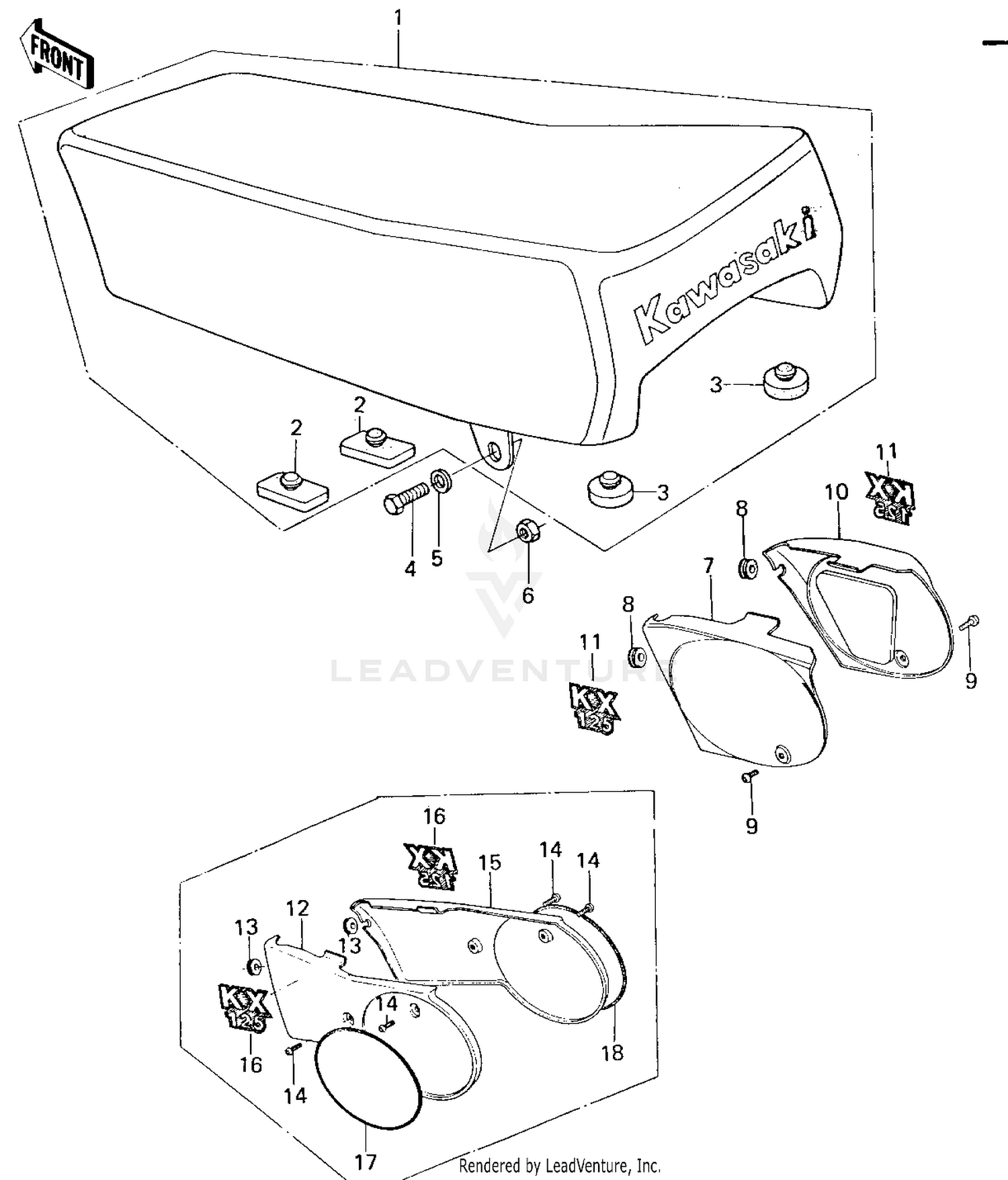 SEAT/SIDE COVERS ('78-'79 KX125-A4/A5)