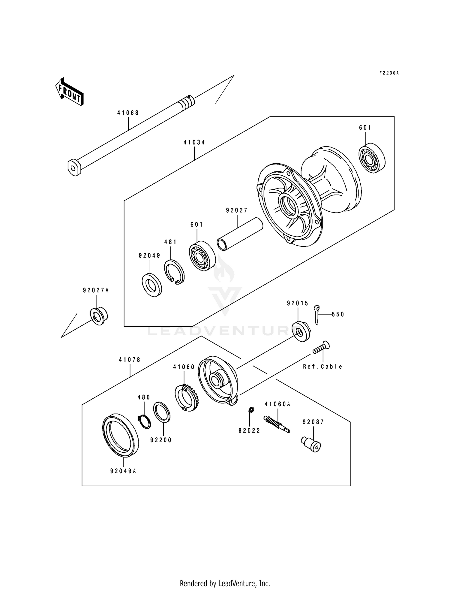 FRONT HUB@ (KDX250-D2/D3/D4)