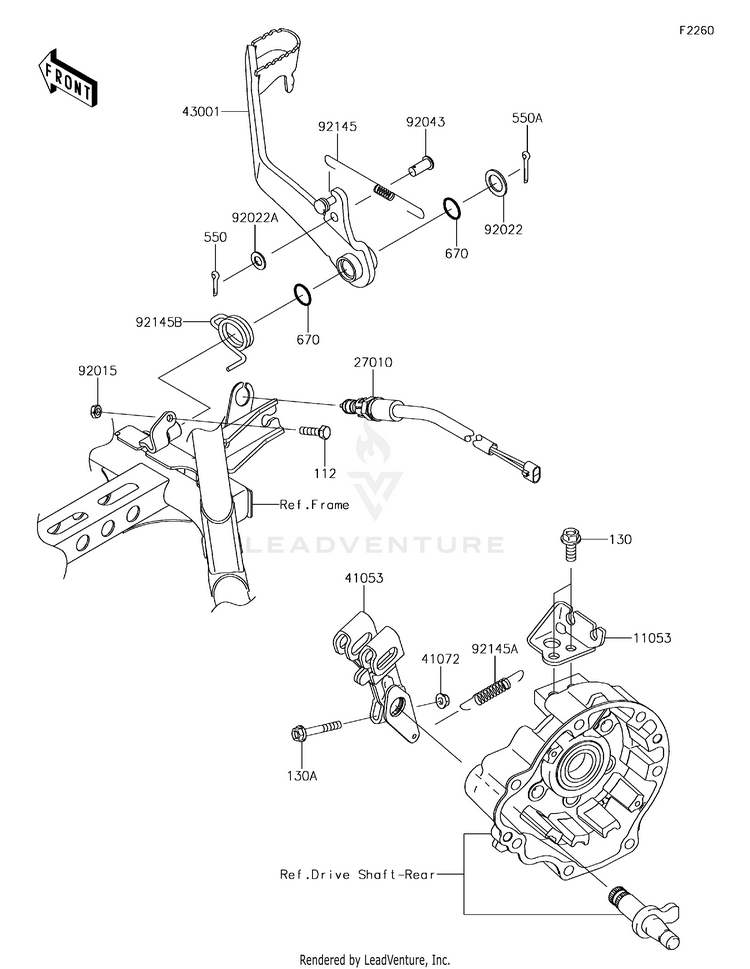 Brake Pedal KVF750HGF Brute Force 750 4x4i EPS Camo (2016) Schematic