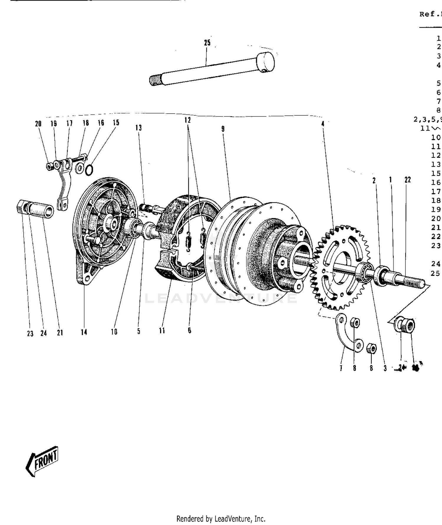 REAR HUB/BRAKE (G3SS/A/B/C) ('69-'73)