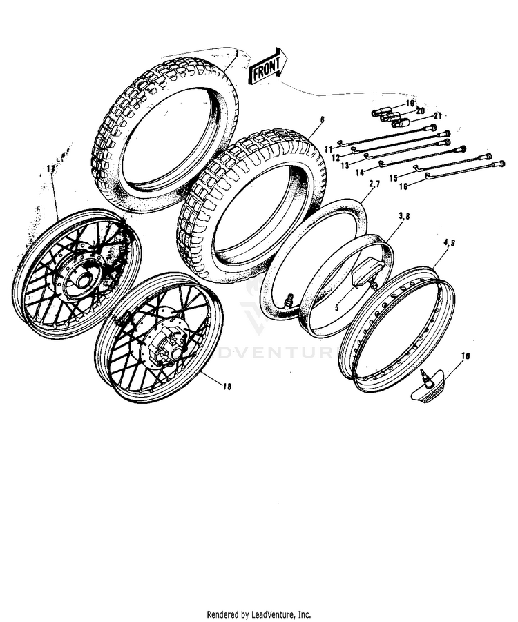 Wheels/Tires ('74-'75 F9-B/F9-C 350) Schematic
