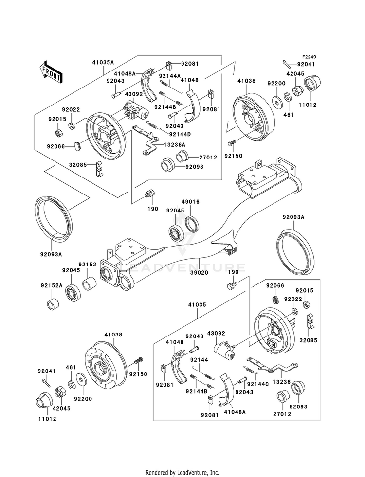 Rear Hubs/Brakes (Kaf950-A1/A2) Schematic