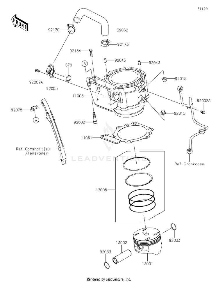Cylinder/Piston(S) KL650HNFAL KLR650 Adventure (2022) Schematic