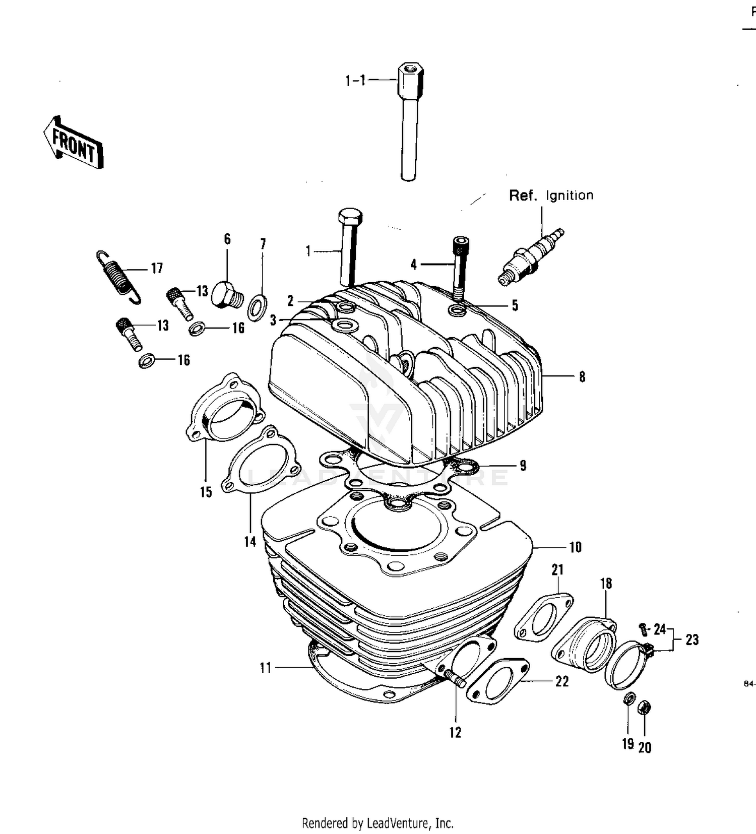 CYLINDER HEAD/CYLINDER ('74 KX 450)