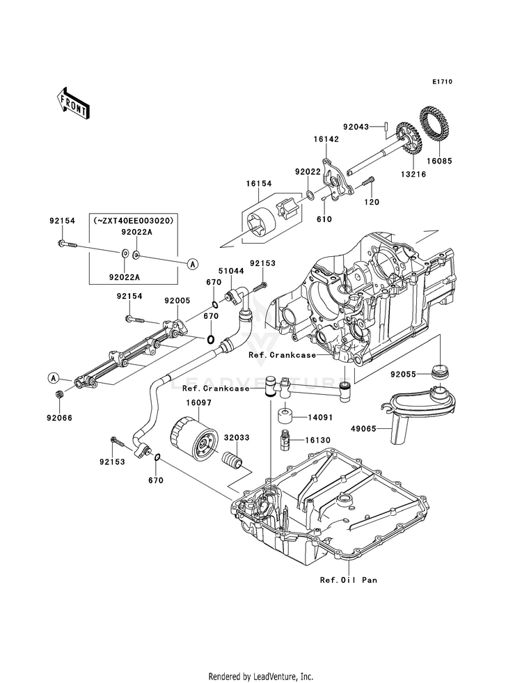 Oil Pump/Oil Filter ZX1400EDF Ninja ZX-14R (2013) Schematic