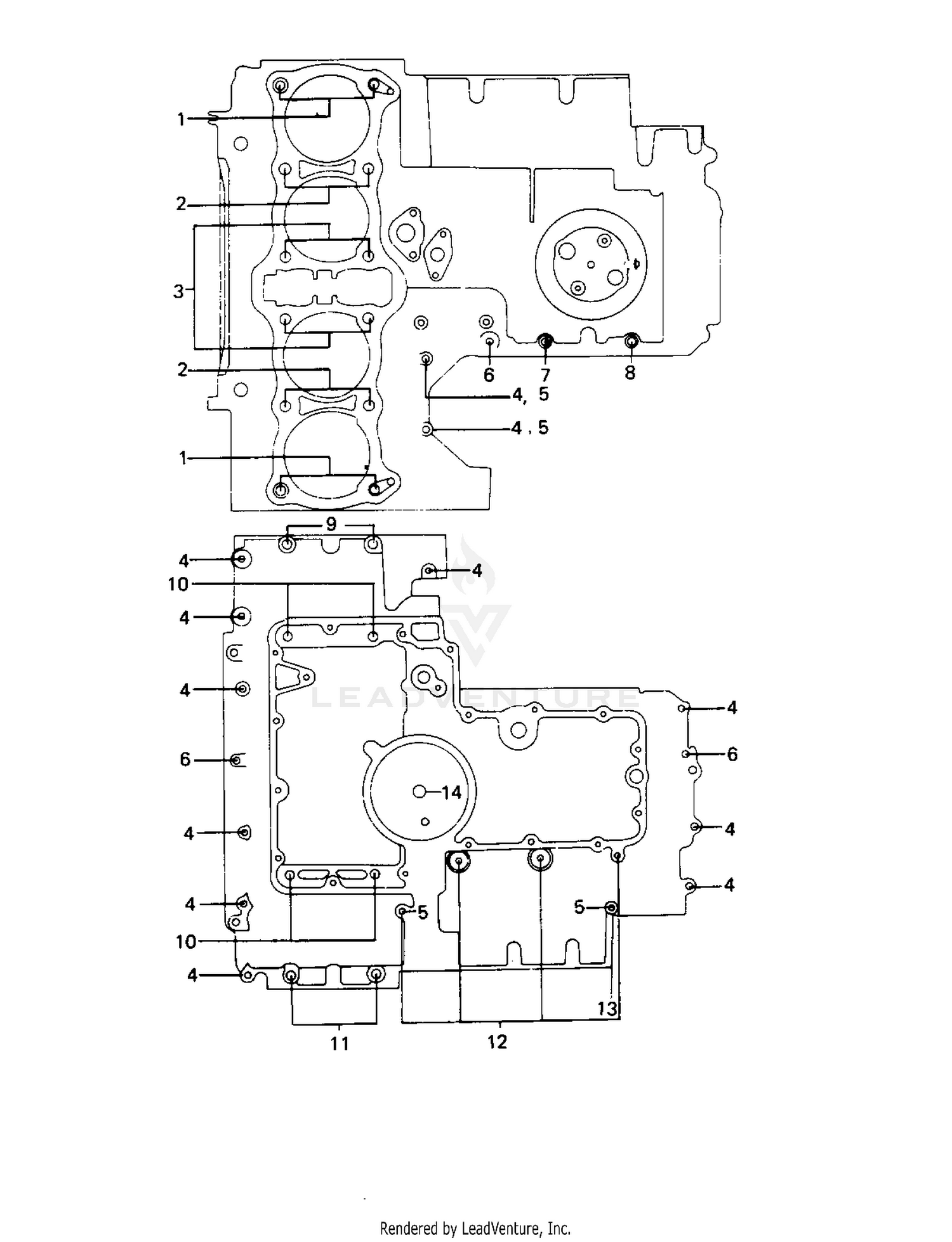 CRANKCASE BOLT & STUD PATTERN ('79-'80 B