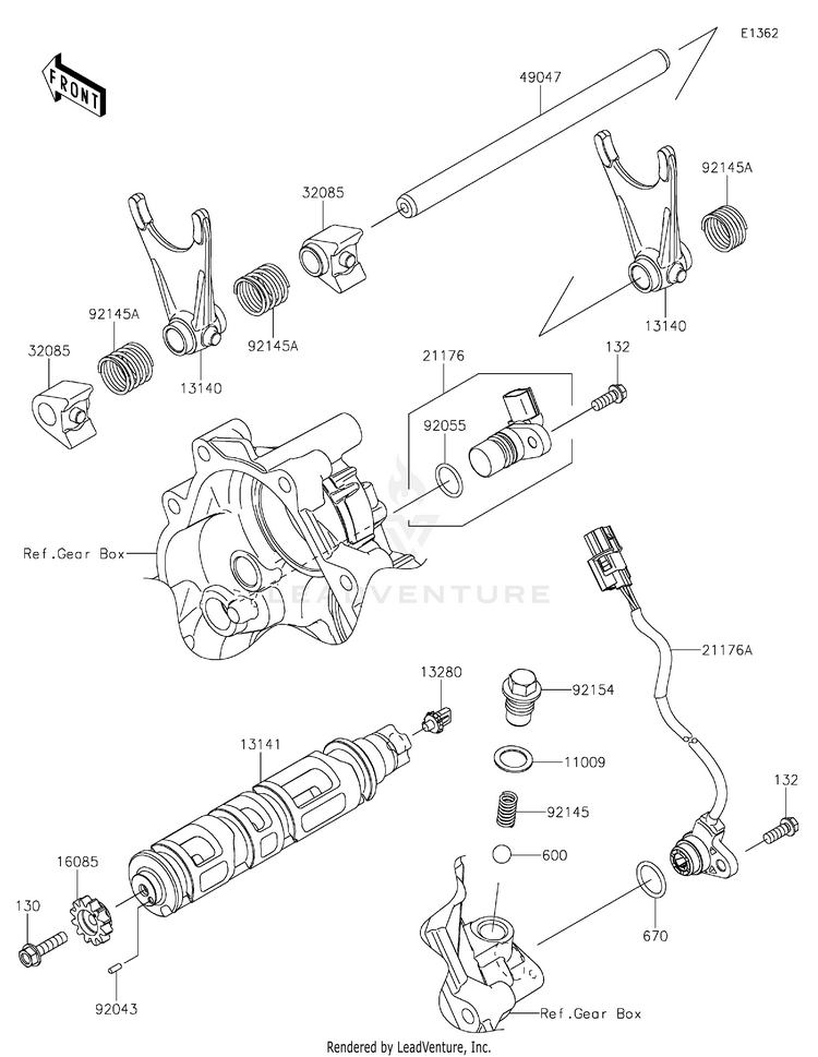 Gear Change Drum/Shift Fork(S) Schematic