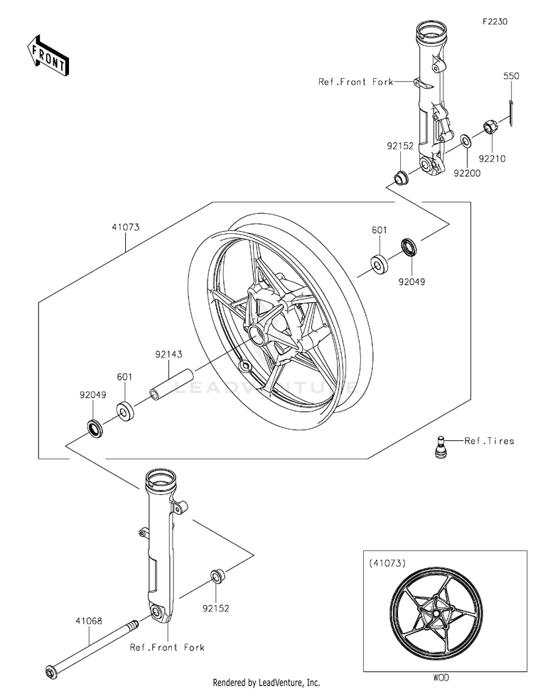 Front Wheel EX400GPFBL Ninja 400 ABS (2023) Schematic